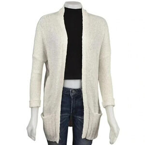 Aritzia Talula Cream Knit Cardigan Cashmere Angora Wool Open  Front Long Size XS